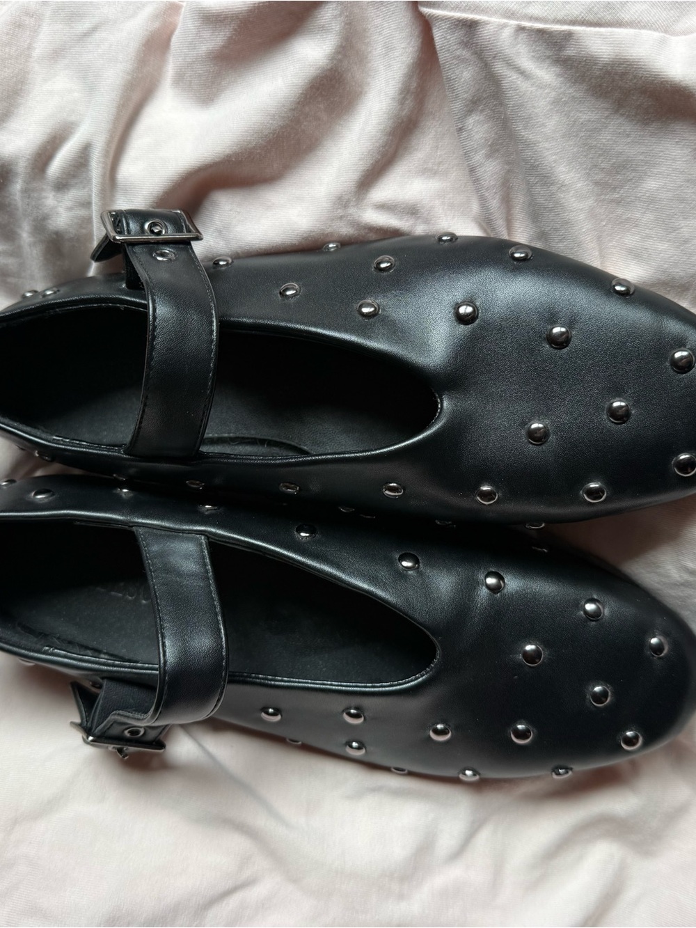 Studded Leather Mary Jane Flats